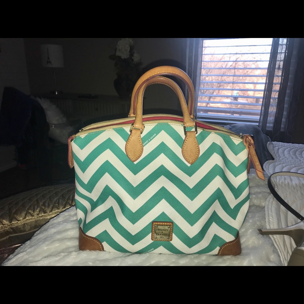 Dooney & Bourke Teal Chevron Satchel